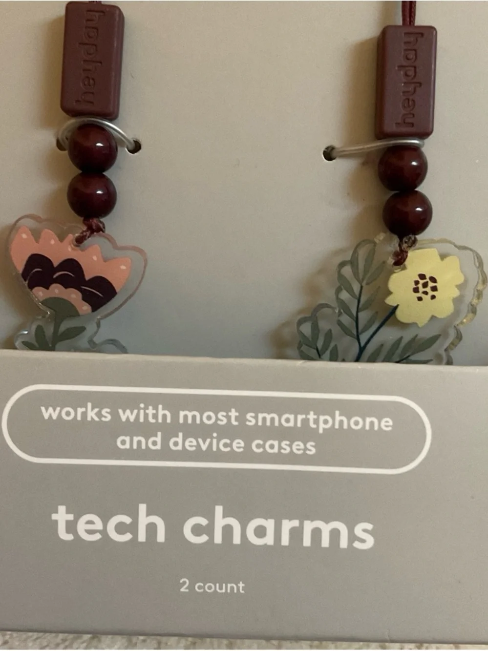 Target heyday Tech Charms 2-Pack - Burgundy Cords with Pink & Light Green Charms